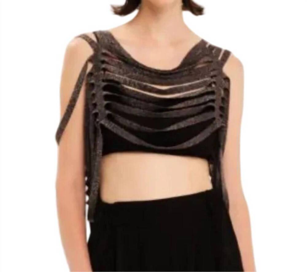 NEW KOURBELA sunshine nest knit top in silver dark grey